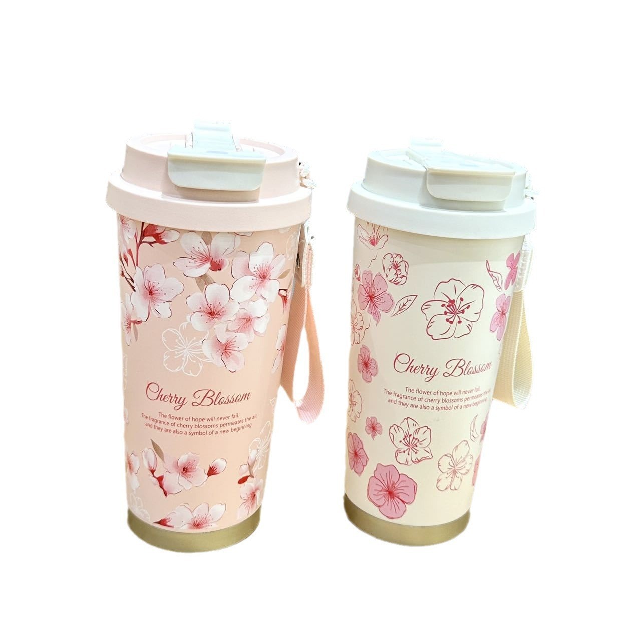 Summer Garden White Rose Insulated Cup, Double-drinking Coffee Cup, Stainless steel Straw Cup, Practical insulated cup for girls as a gift Item Picture