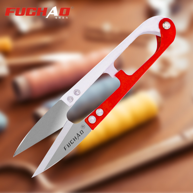 Fuchao Eagle yarn shears, high carbon steel spring stainless steel yarn shears, U-shaped shears, industrial tailor thread shears, thread end shears Specification drawing