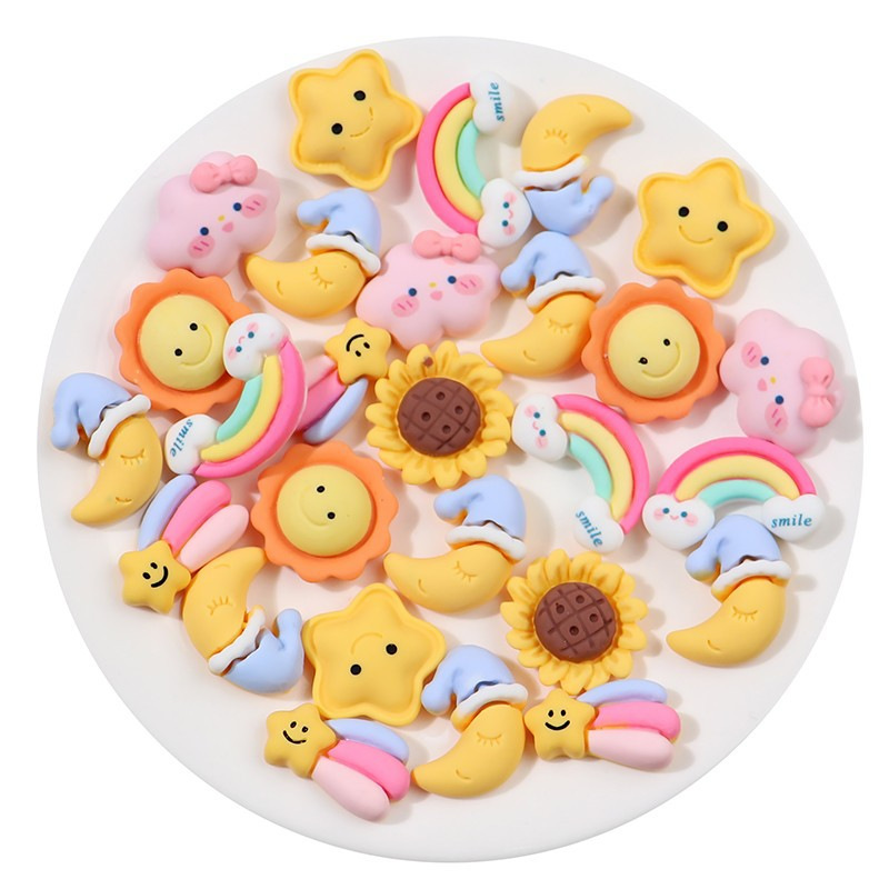 Cream glue accessories, rainbow cloud moon cartoon cute handcrafted ornaments, diy resin accessories for phone case materials Application Scenario