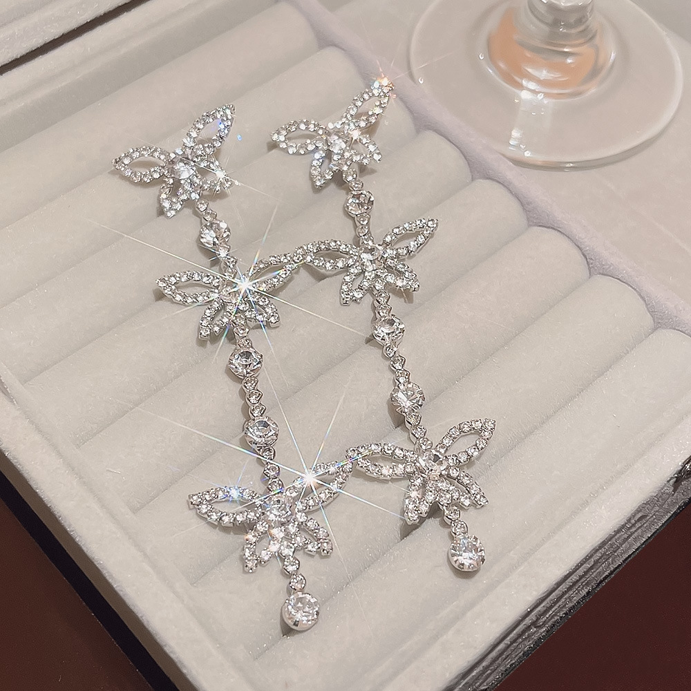 Fashionable and versatile bestseller tassel butterfly earrings, new trendy and elegant ladylike light luxury exquisite high-end earrings wholesale full figure