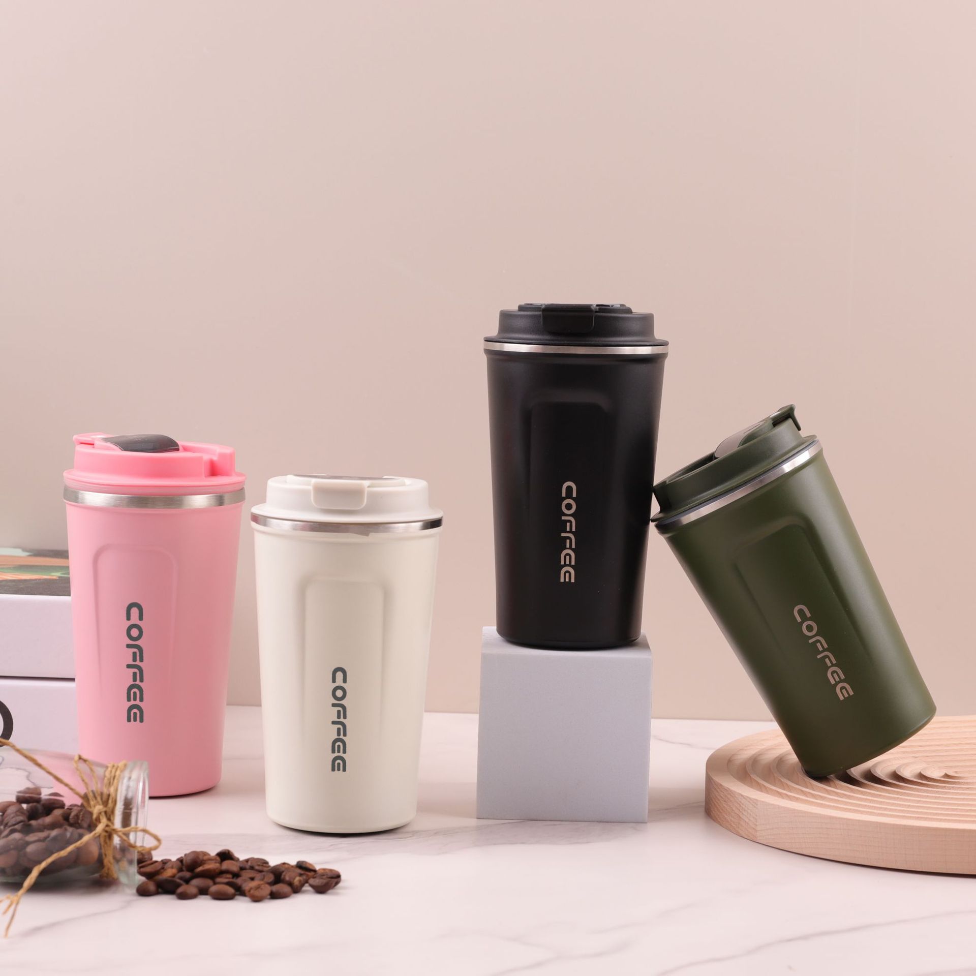 Cross-border foreign trade 304 stainless steel intelligent temperature measurement and heat preservation coffee cup, outdoor sports portable water cup, double-drinking tea cup details Picture