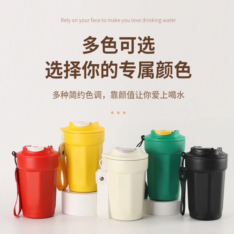 Cross-border octagonal coffee cup, 316 stainless steel insulated cup with handle, portable insulated cup for men and women full figure