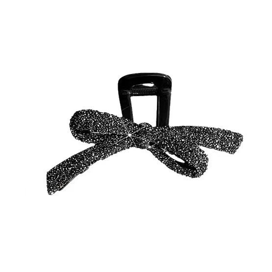 Black Star River Bow clip Women's 2024 new high-end full diamond hair clip large updo headwear at the back of the head Item Picture
