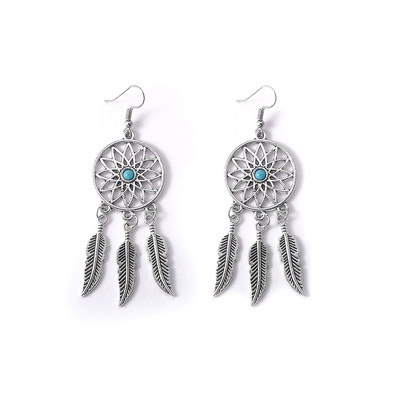 dream catcher Feather Earrings, Dream Net Earrings, trendy new style, wish Best-selling hollowed-out earrings for women Item Picture