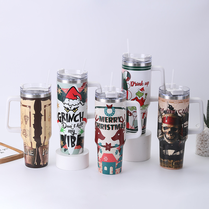 Cross-border creative 304 stainless steel insulated cup, portable cold preservation handle, ice cup, double-layer vacuum car cup Specification drawing