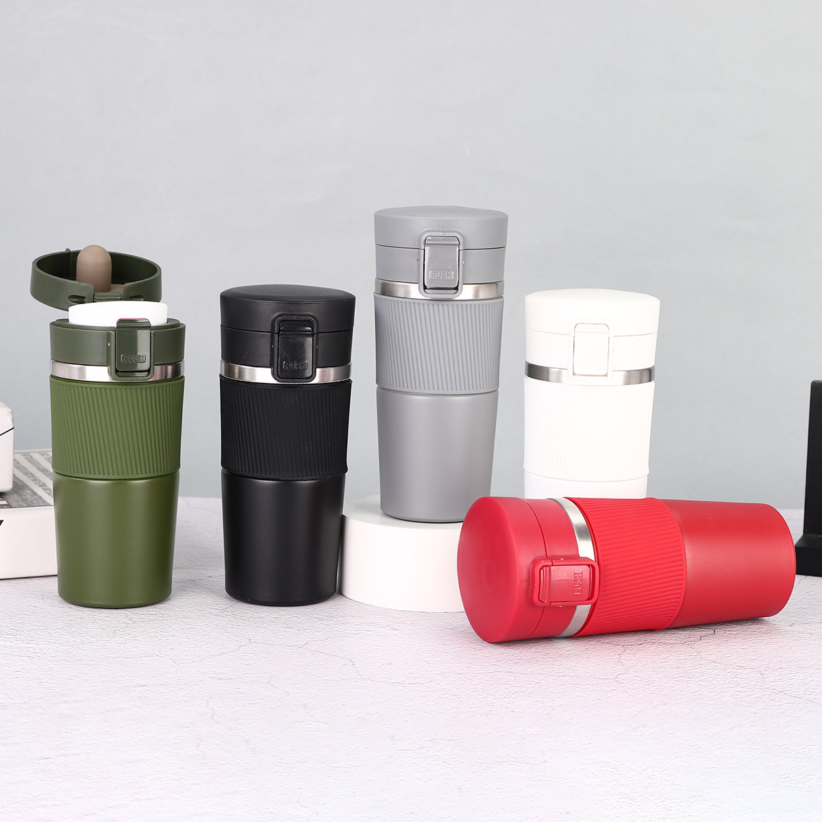 Office simple American-style stainless steel insulated cup, outdoor portable cup, double-layer thickened vacuum insulated car cup full figure