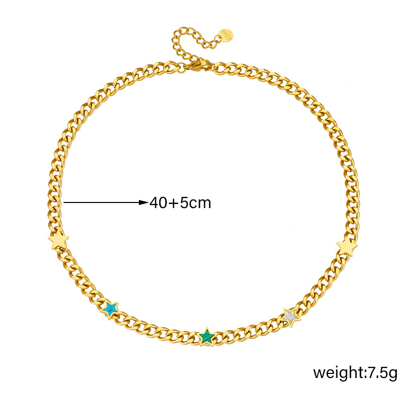 A new cross-border gold-plated titanium steel chain oval geometric five-pointed star heart-shaped butterfly pattern accessory necklace from Europe and America Item Picture
