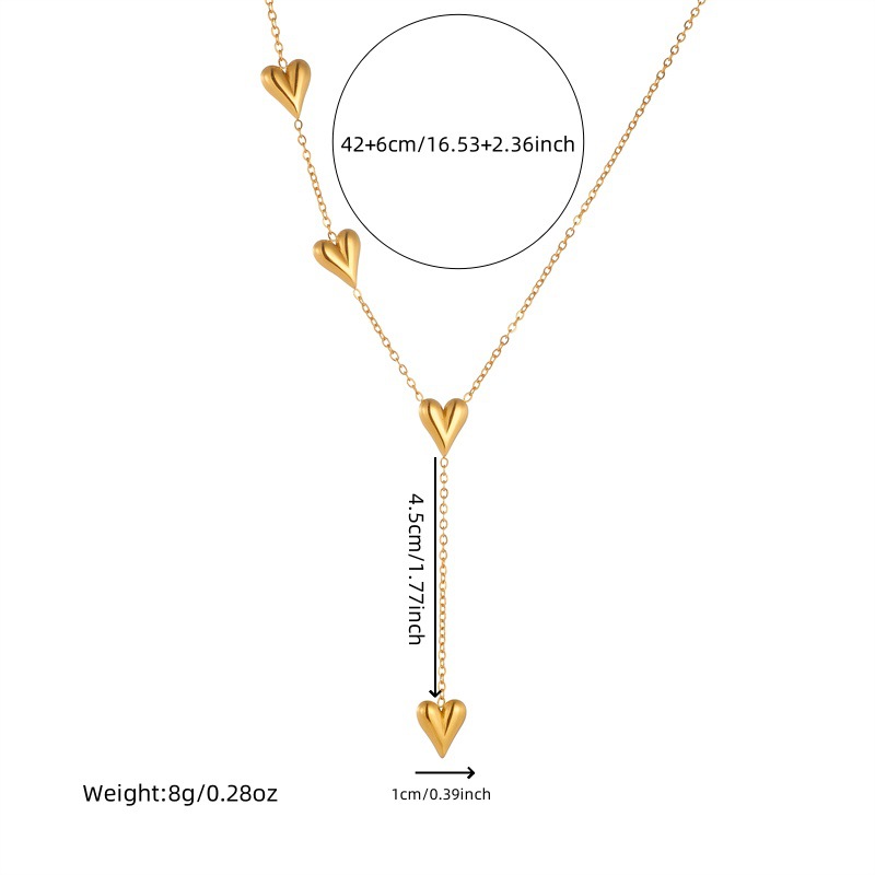 Korean style, simple and fashionable design, gold-plated smooth surface, heart-shaped tassel pendant, chain, stainless steel jewelry necklace Application Scenario