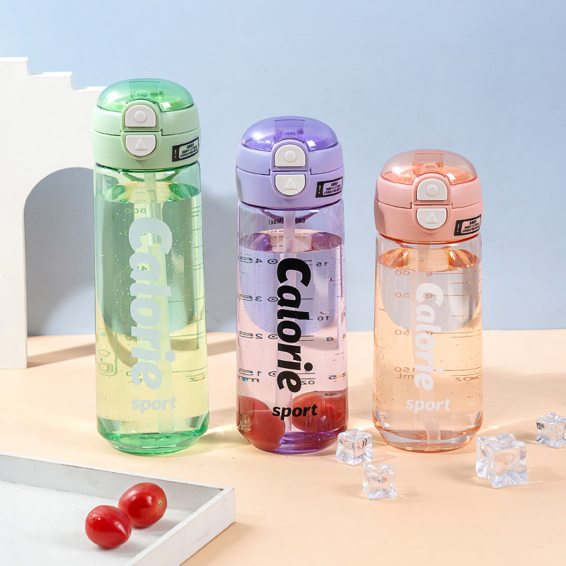 Double drinking cups, portable outdoor summer plastic water cups, ins high appearance level sports water bottles, pop-up LIDS, men's and women's straw cups details Picture