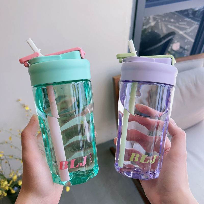 Coffee cup with straw, water cup, double-drinking cup, male and female students on Instagram, high appearance level, high-temperature resistant, creative, portable and easy to use cup details Picture
