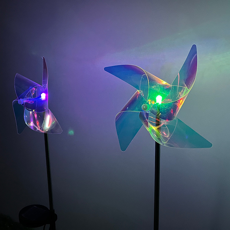New solar windmill ground lamp led outdoor garden decoration lawn lamp, wind-blown rotating solar windmill full figure