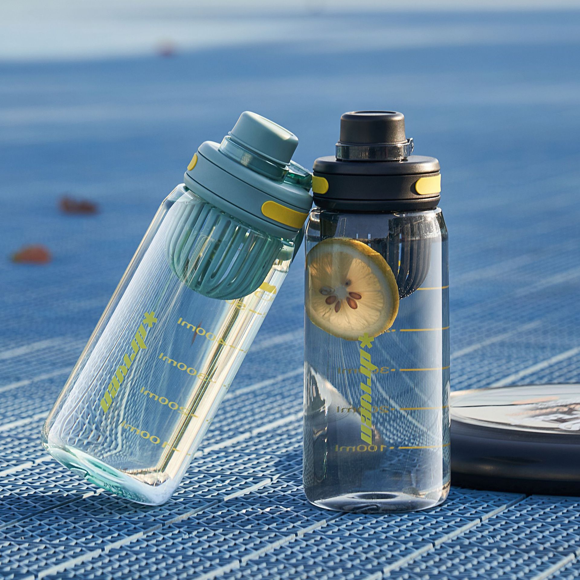 Fuxing men and women's high-appearance-level summer simple sports water cup, heat-resistant portable cup with tea strager, plastic cup, anti-drop Specification drawing
