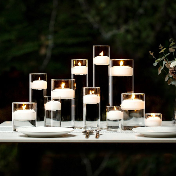 Glass candlestick Valentine's Day romantic candlelight dinner atmosphere Birthday party hotel wedding smokeless floating candle cup full figure