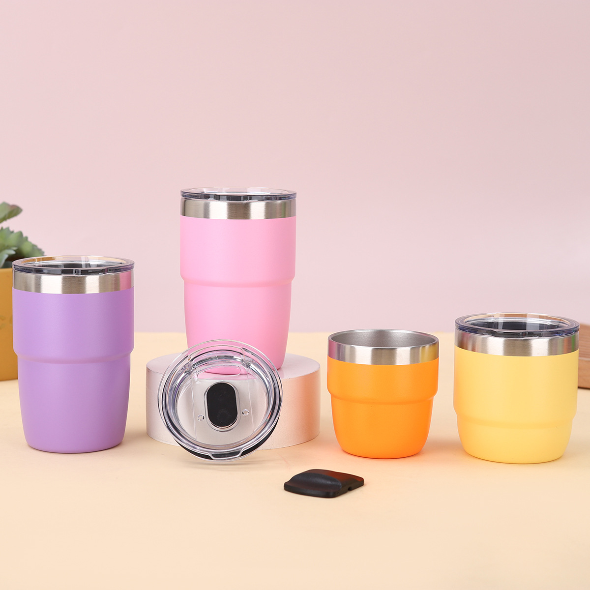 New cross-border stainless steel insulated cup, simple and small car cup, ice king cup, mini coffee cup, portable eggshell cup Specification drawing