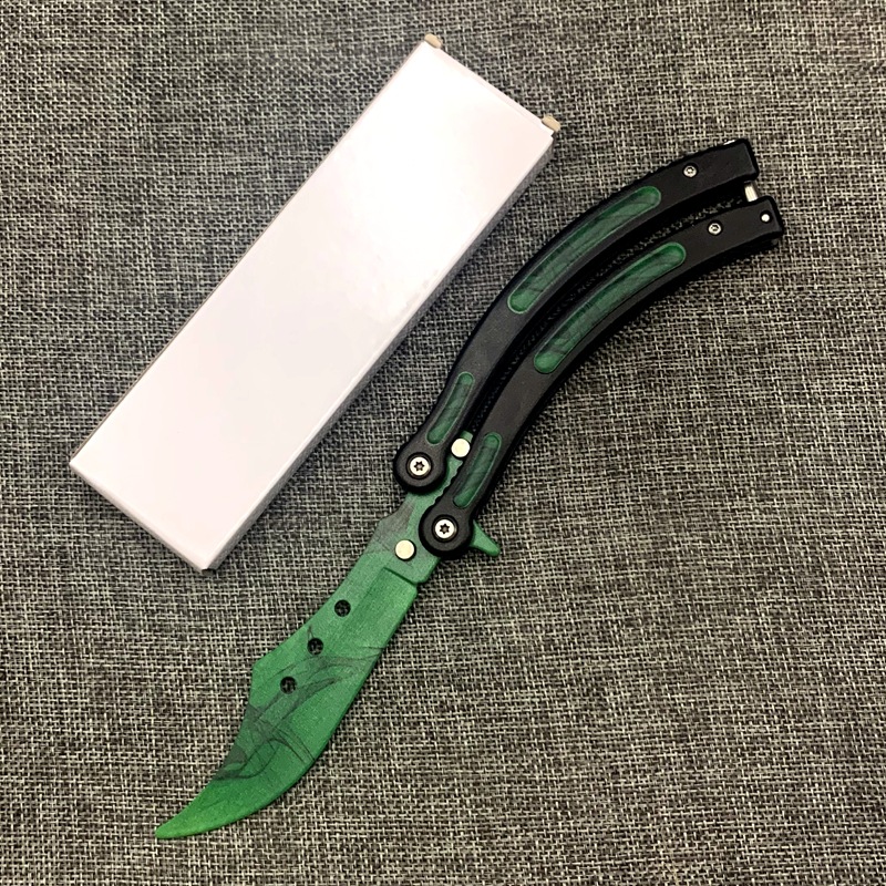 CSGO butterfly knife from the manufacturer, all-steel outdoor folding 3D swing practice, uncut blade freestyle training, titanium alloy curved knife undefined