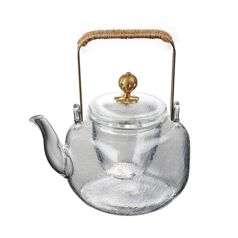 Wholesale high borosilicate glass flower teapots, handle teapots, household high-end brewing teapots, glass teapots, tea sets, heat-resistant Item Picture