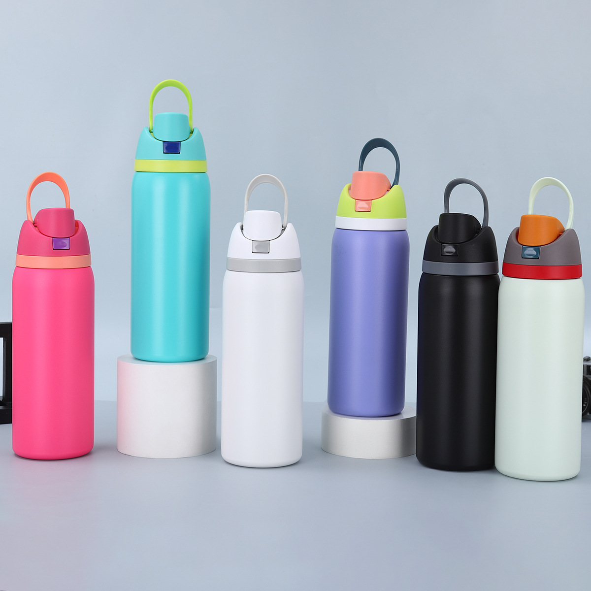 Cross-border new OWALA-style fruit cup, insulated cup, 304 stainless steel direct drinking car cup, handle sports water bottle details Picture