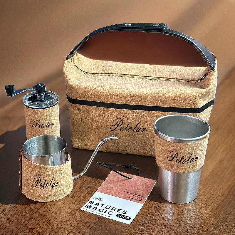 Amazon's best-selling outdoor camping layer water cup, insulated cork coffee cup, stainless steel hand-brewed Mocha coffee pot full figure