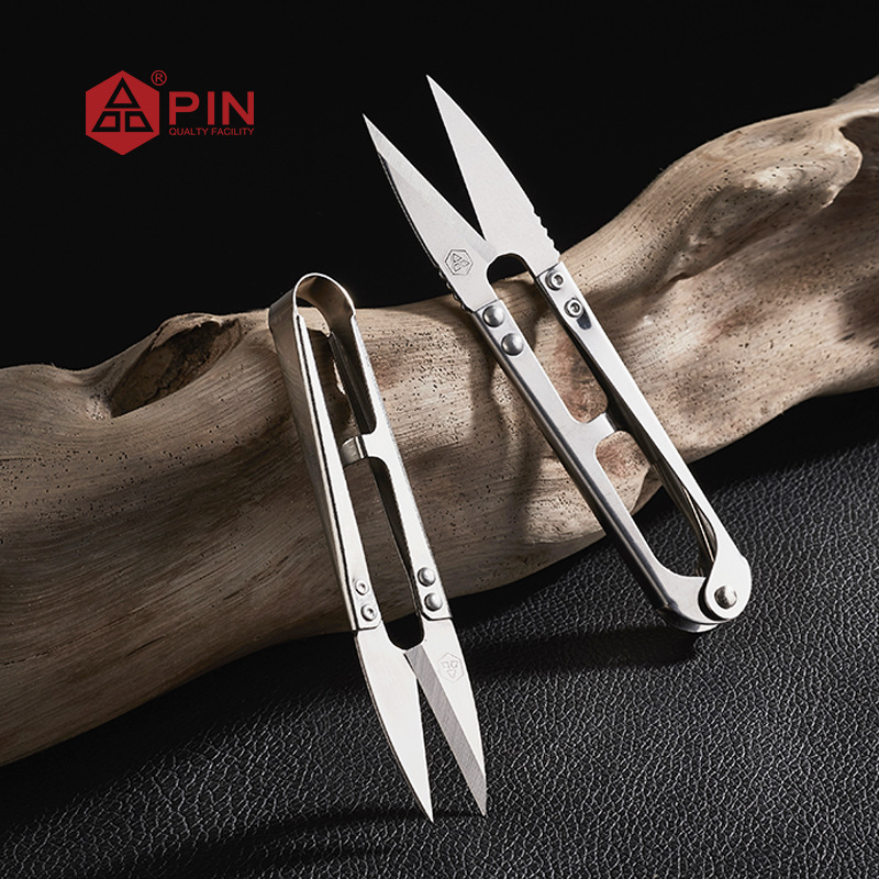 PIN brand all-stainless steel yarn U-shaped finger protection small scissors for cutting thread ends, wholesale of clothing scissors Specification drawing