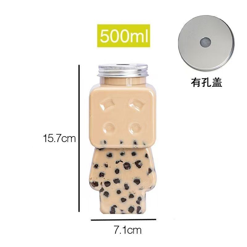 Amazon source wide-mouth bottle 500ml takeout wide-mouth juice bottle, Sujiang Tai tea Dirty cup milk tea bottle with cap Application Scenario