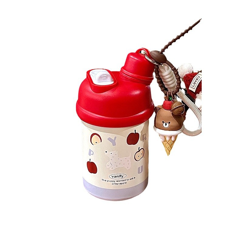 Thermos cup, high appearance level, water cup, small cup for girls, portable and cute, double-drinking straw coffee cup, for children to use at school Item Picture