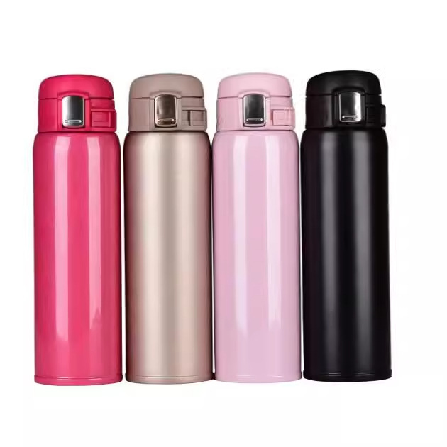 New bouncing lid portable stainless steel insulated cup, creative gift, fashionable stainless steel insulated casual cup, bouncing cup full figure