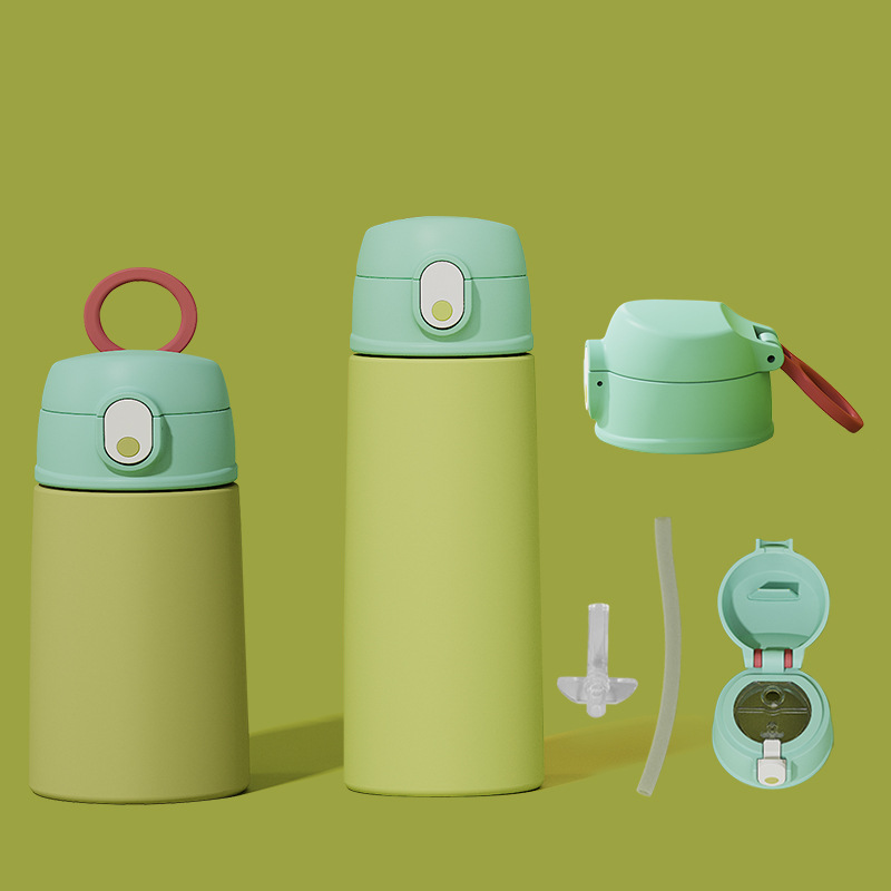 Amazon's best-selling children's straw water cup, 304 stainless steel insulated cup, leak-proof children's water cup, children's set full figure