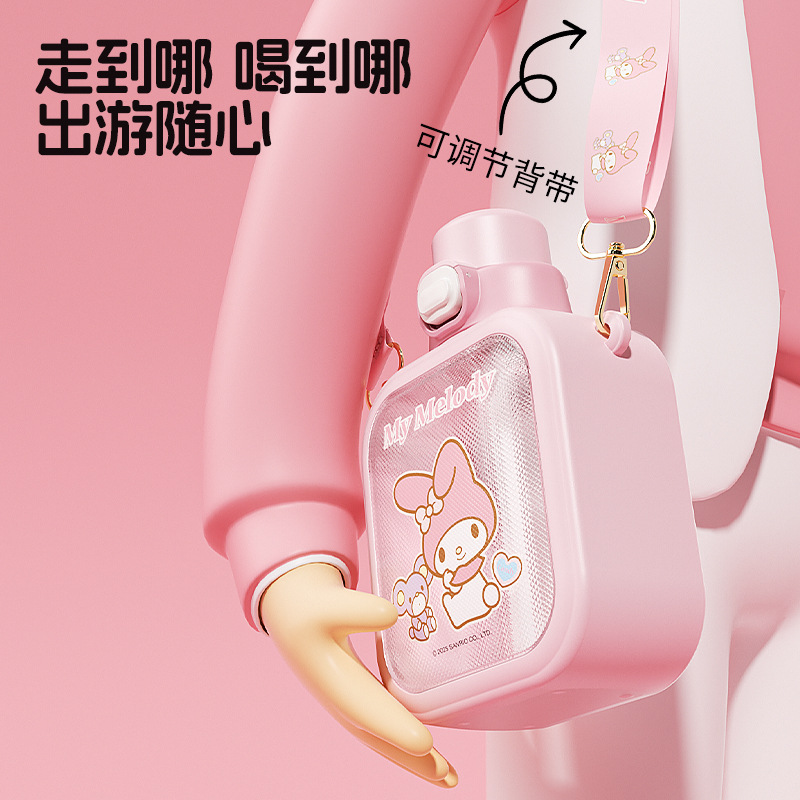 Sanrio cube sugar plastic cup, cute cartoon portable silicone straw, large capacity children's water cup, students Application Scenario