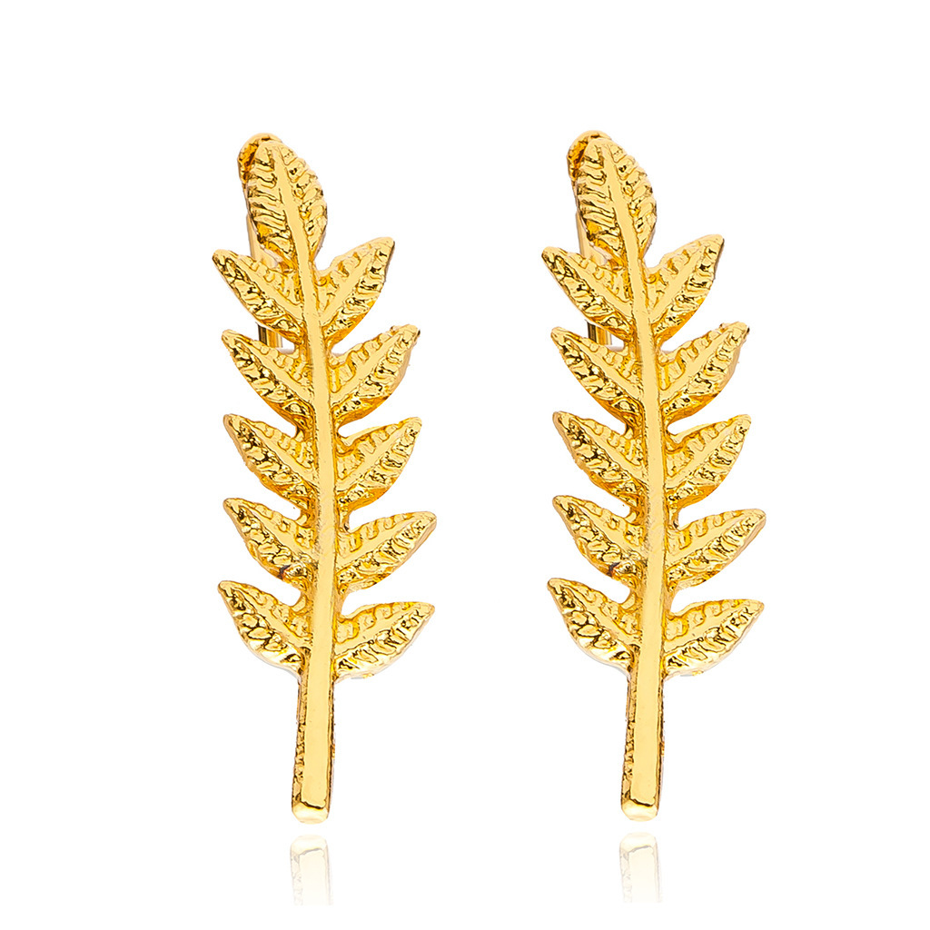 New fashionable and simple leaf-shaped ear studs and ear bone clips for women are selling well on AliExpress for European and American trade Item Picture