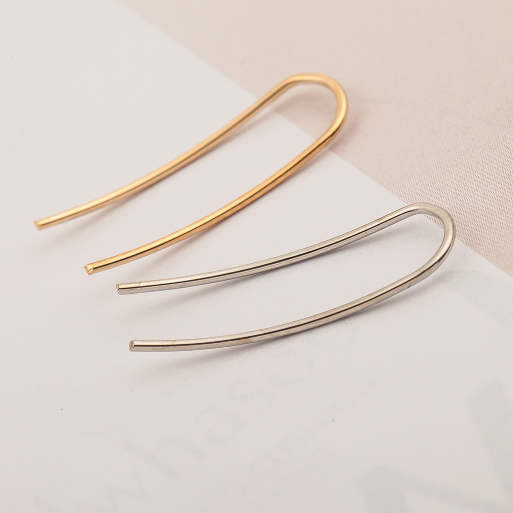 Korean-style fashionable, creative and simple earrings, personalized and trendy U-shaped ladies' ear clips, stud earrings and accessories wholesale Specification drawing