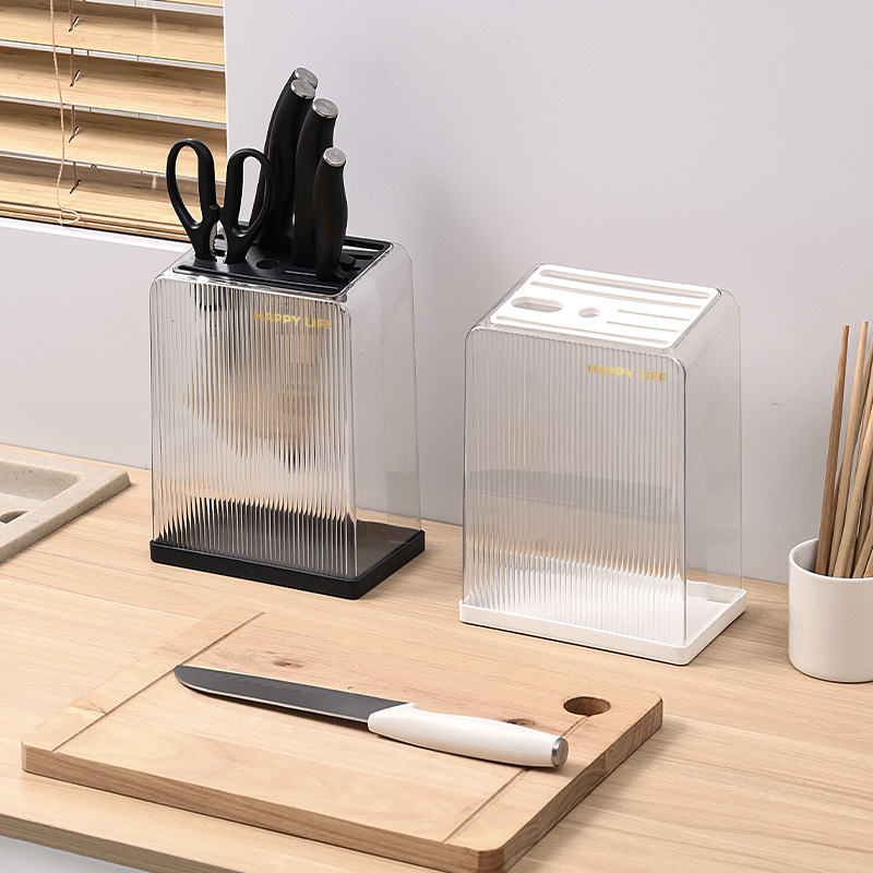 Kitchen knife rack storage rack, light luxury multi-functional knife storage rack, household countertop transparent knife holder storage and draining rack details Picture