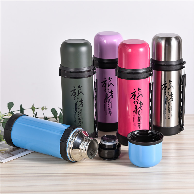 Outdoor sports wide-mouth travel kettle, large-capacity men's and women's gift insulated cup, stainless steel travel car insulated water kettle full figure
