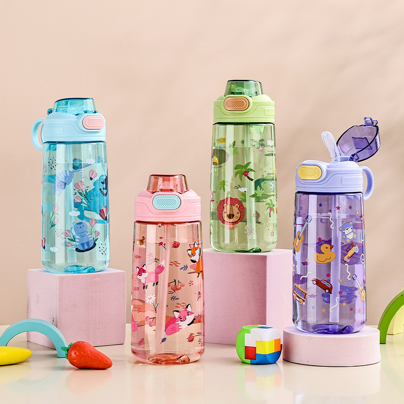 TUME cross-border e-commerce new products: Cartoon spout with full printing, children's water cup, outdoor portable water bottle for primary school students Specification drawing