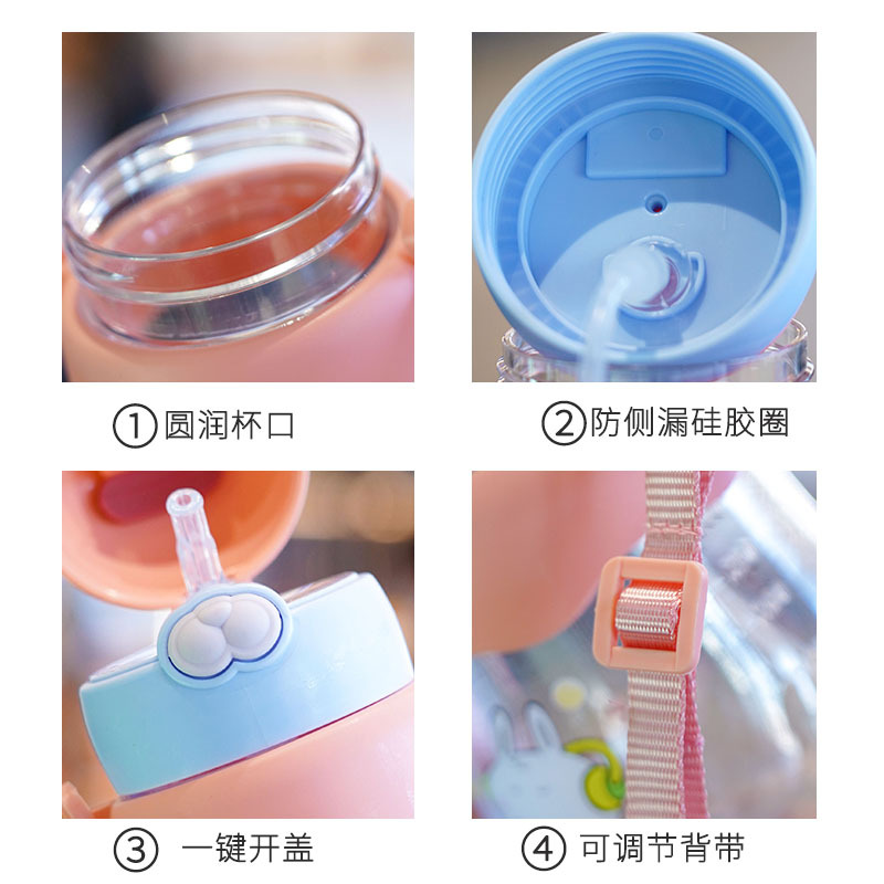Summer children's cups, high appearance level straw cups, student cartoon, student kindergarten water cups, durable and portable for babies details Picture
