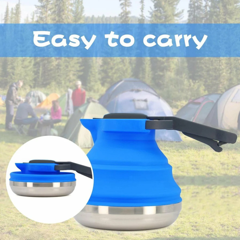 Portable foldable silicone kettle for cross-border travel and outdoor camping full figure