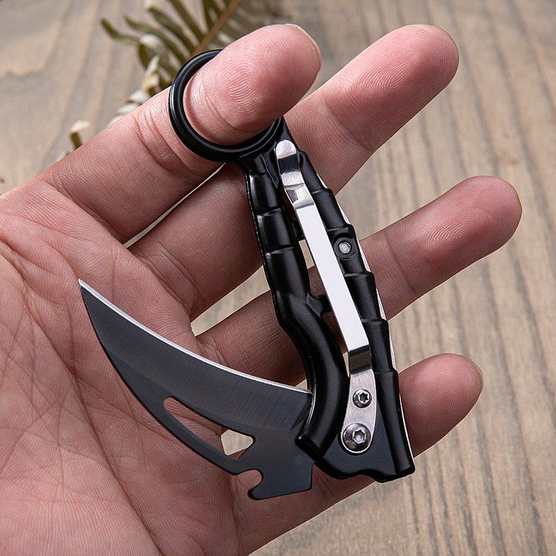Outdoor folding knife, small folding knife, barbecue cutter, War Wolf mini folding curved knife, folding curved knife Specification drawing