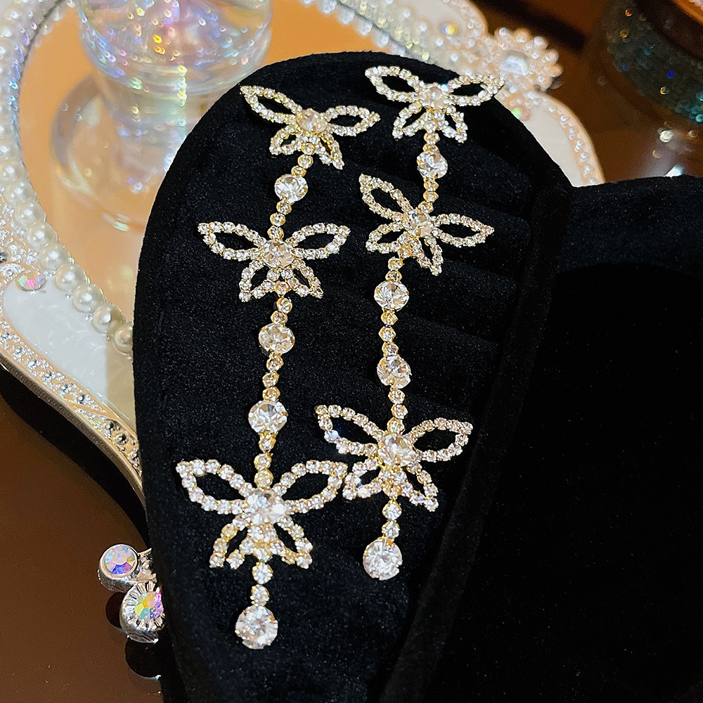 Fashionable and versatile bestseller tassel butterfly earrings, new trendy and elegant ladylike light luxury exquisite high-end earrings wholesale details Picture