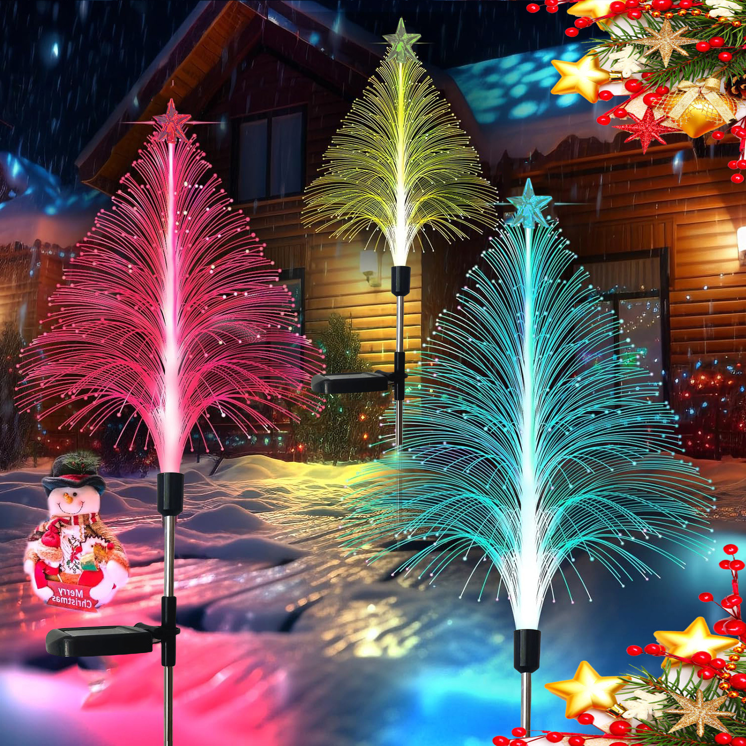 Solar five-layer jellyfish light, optical fiber single-layer jellyfish, garden lawn light, courtyard light, landscape light, decorative light details Picture