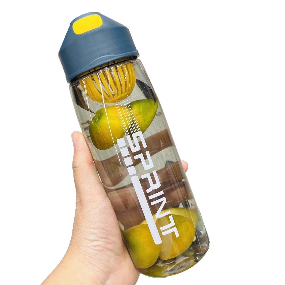 New 2023 plastic portable cups: Silicone hand-held, simple and fashionable student cup with tea strainer, large-capacity outdoor water bottle Item Picture