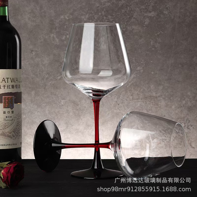 Black bow tie high-footed wine glass, large Burgundy glass, home creative crystal glass, large-bellied wine glass full figure