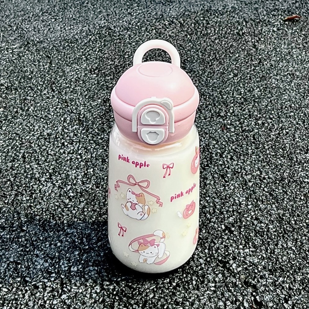 New portable high-temperature resistant cup for simple students, cute straw on Instagram, plastic cup for girls, high appearance level water cup Specification drawing