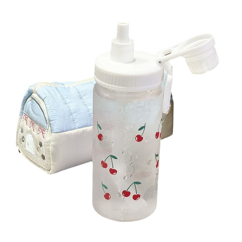 The same style of Cherry puppy water cup and coffee double-drinking cup as Xiaohongshu, portable, heat-resistant, fresh and high appearance level cup for children Item Picture