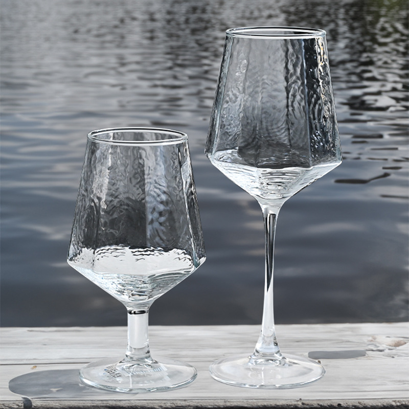 Nordic light luxury diamond-patterned red wine glass, personalized octagonal geometric tall glass, large-capacity white wine glass, cross-border full figure