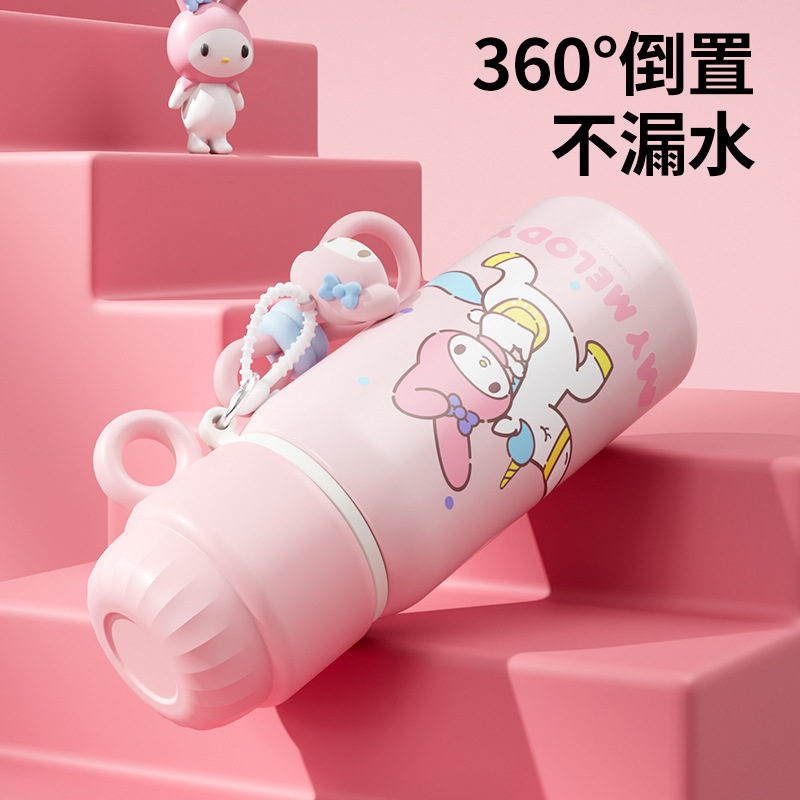 Sanrio family cartoon fashionable portable thermos cup, home handle for easy carrying, silk-screened double drinking cup details Picture