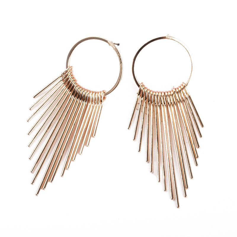 Factory direct sales of multi-layer long and short tassel earrings in a circle for foreign trade. Hot sales on AliExpress for women. Retro and fashionable earrings and earrings Item Picture