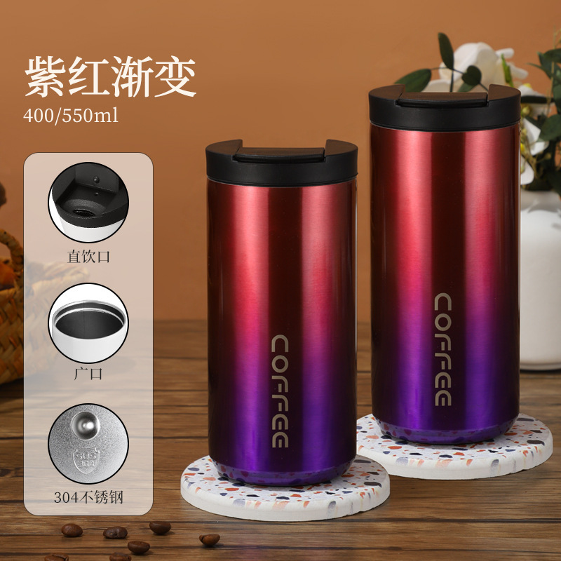 New cross-border coffee cup for women, high appearance level, student couple water cup, portable stainless steel coffee insulated cup details Picture