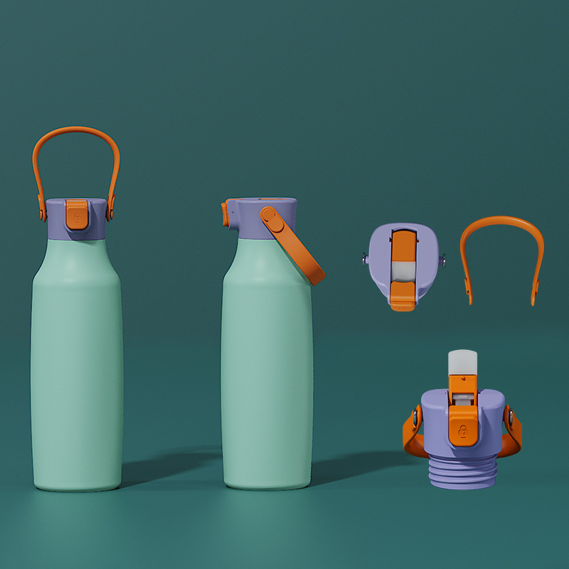 Cross-border best-selling newly developed product: sports straw insulated water cup, detachable handle stainless steel insulated cup details Picture