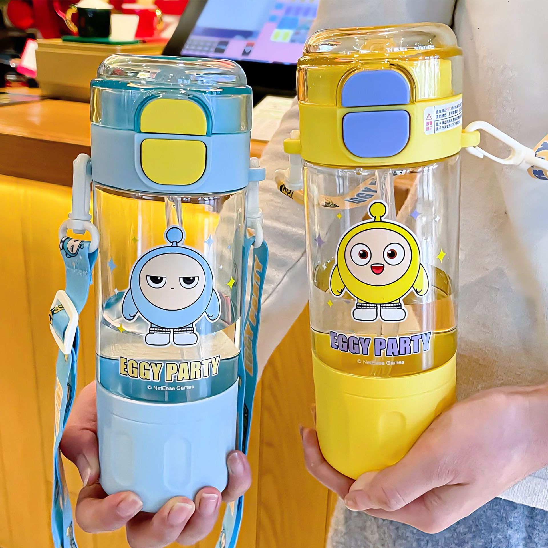 2025 New high-appearation-level straw cup, large-capacity double drinking cup for girls, convenient cartoon plastic cup tritan Specification drawing