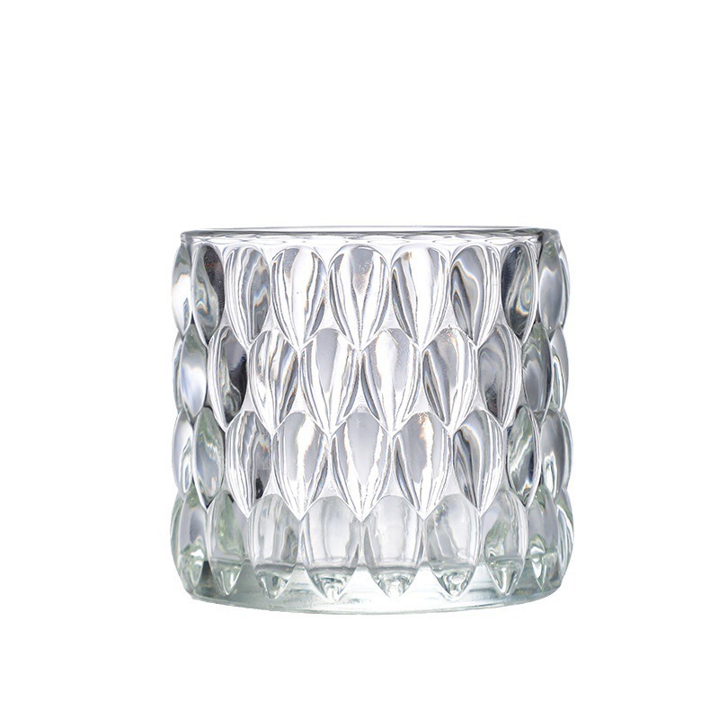 Simple candle cup, transparent glass candlestick, home bedroom decoration, aromatherapy atmosphere decoration, thickened empty cup in stock Item Picture