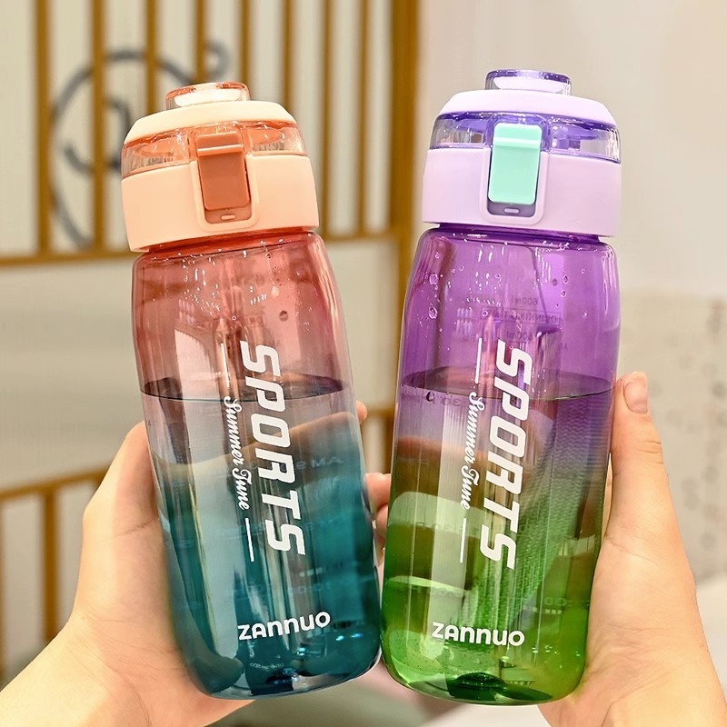 High appearance level student water cup, gender gradient sports portable plastic cup for going to and from school, anti-drop and heat-resistant special water bottle details Picture
